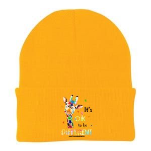 It's Ok To Be Different Autism Awareness Puzzle Giraffe Knit Cap Winter Beanie