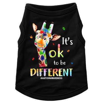 It's Ok To Be Different Autism Awareness Puzzle Giraffe Doggie Tank