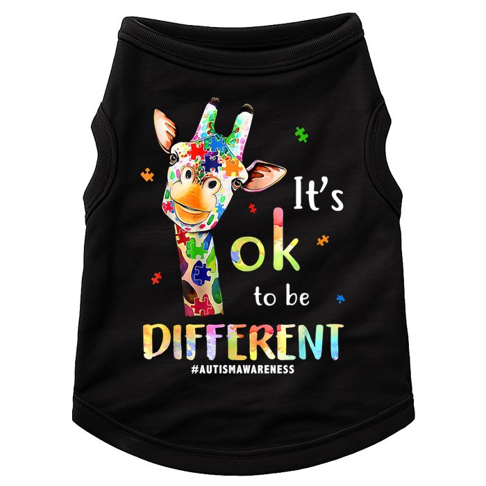It's Ok To Be Different Autism Awareness Puzzle Giraffe Doggie Tank