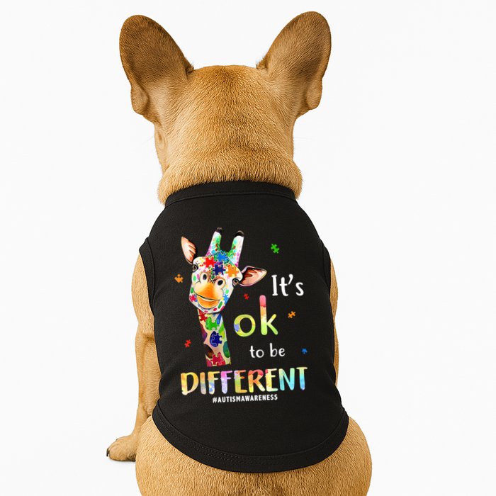 It's Ok To Be Different Autism Awareness Puzzle Giraffe Doggie Tank
