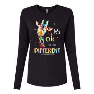 It's Ok To Be Different Autism Awareness Puzzle Giraffe Womens Cotton Relaxed Long Sleeve T-Shirt