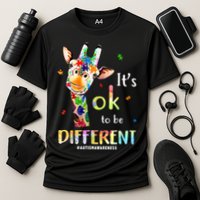 It's Ok To Be Different Autism Awareness Puzzle Giraffe Performance Shirt