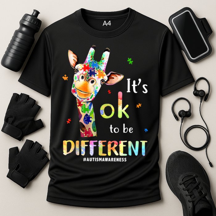 It's Ok To Be Different Autism Awareness Puzzle Giraffe Performance Shirt