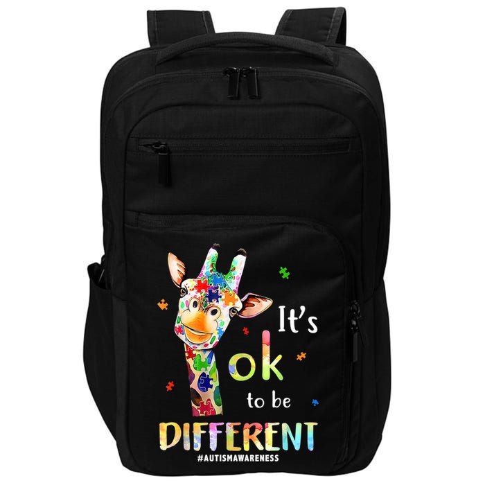 It's Ok To Be Different Autism Awareness Puzzle Giraffe Impact Tech Backpack