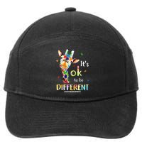 It's Ok To Be Different Autism Awareness Puzzle Giraffe 7-Panel Snapback Hat