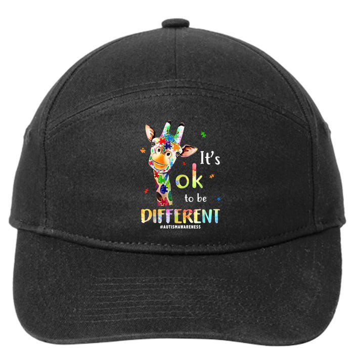 It's Ok To Be Different Autism Awareness Puzzle Giraffe 7-Panel Snapback Hat