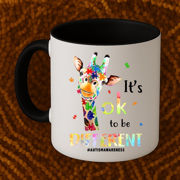 It's Ok To Be Different Autism Awareness Puzzle Giraffe Mug