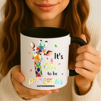It's Ok To Be Different Autism Awareness Puzzle Giraffe Mug