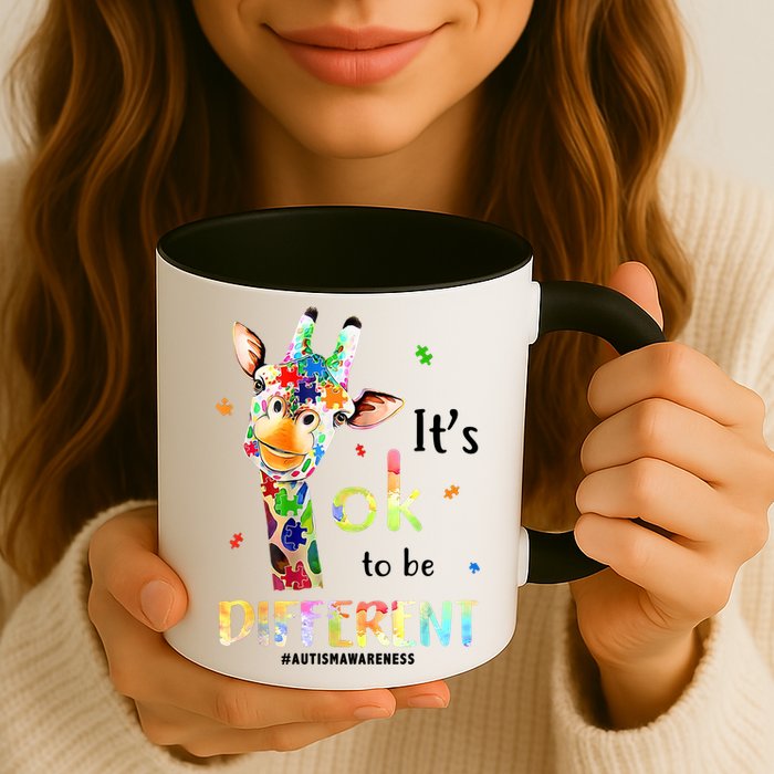It's Ok To Be Different Autism Awareness Puzzle Giraffe Mug
