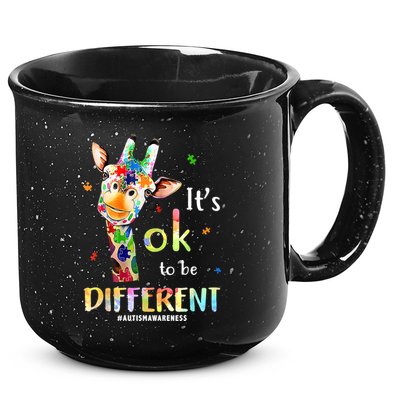 It's Ok To Be Different Autism Awareness Puzzle Giraffe 15oz Campfire Ceramic Mug