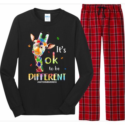 It's Ok To Be Different Autism Awareness Puzzle Giraffe Long Sleeve Pajama Set