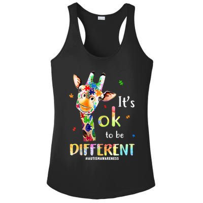 It's Ok To Be Different Autism Awareness Puzzle Giraffe Ladies PosiCharge Competitor Racerback Tank