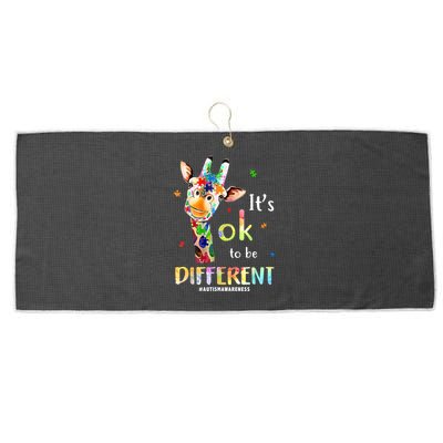 It's Ok To Be Different Autism Awareness Puzzle Giraffe Large Microfiber Waffle Golf Towel