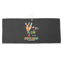 It's Ok To Be Different Autism Awareness Puzzle Giraffe Large Microfiber Waffle Golf Towel