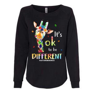 It's Ok To Be Different Autism Awareness Puzzle Giraffe Womens California Wash Sweatshirt