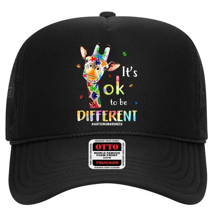 It's Ok To Be Different Autism Awareness Puzzle Giraffe Trucker Hat