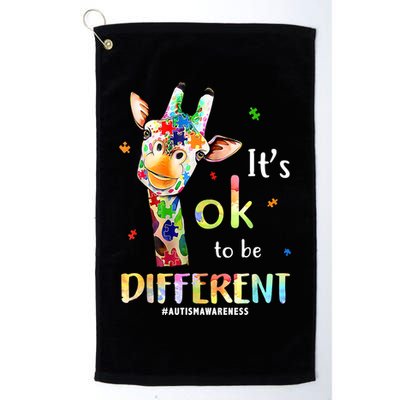 It's Ok To Be Different Autism Awareness Puzzle Giraffe Golf Towel