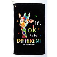 It's Ok To Be Different Autism Awareness Puzzle Giraffe Golf Towel