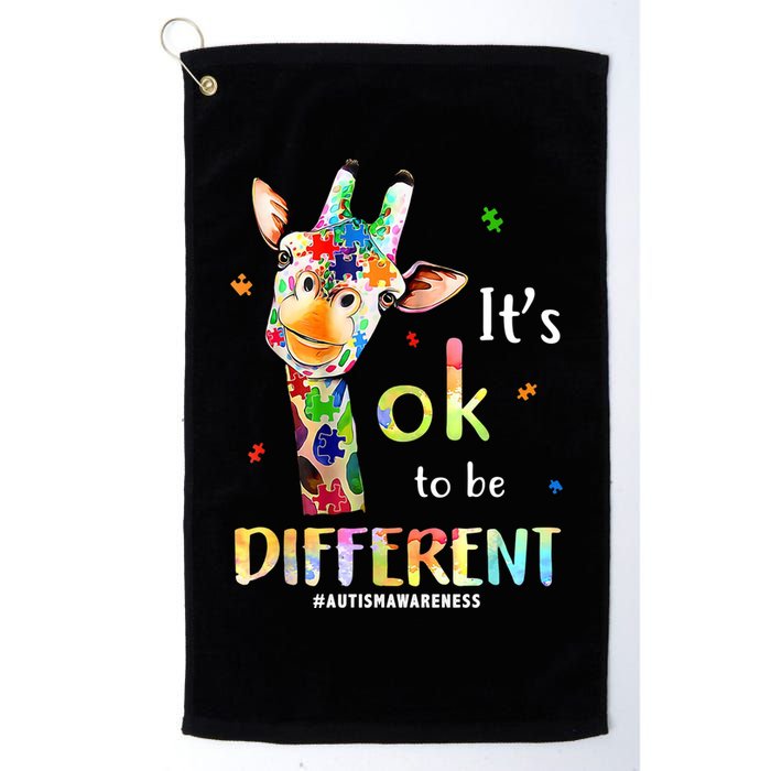 It's Ok To Be Different Autism Awareness Puzzle Giraffe Golf Towel