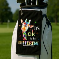 It's Ok To Be Different Autism Awareness Puzzle Giraffe Golf Towel