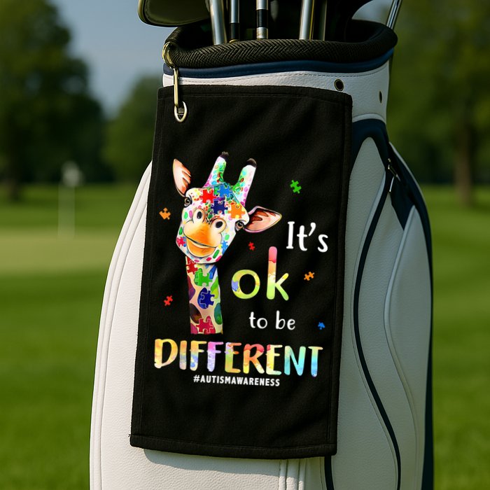 It's Ok To Be Different Autism Awareness Puzzle Giraffe Golf Towel