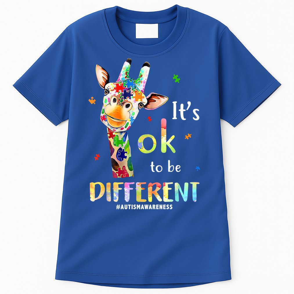 It's Ok To Be Different Autism Awareness Puzzle Giraffe Tall T-Shirt