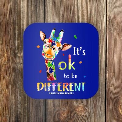 It's Ok To Be Different Autism Awareness Puzzle Giraffe Coaster