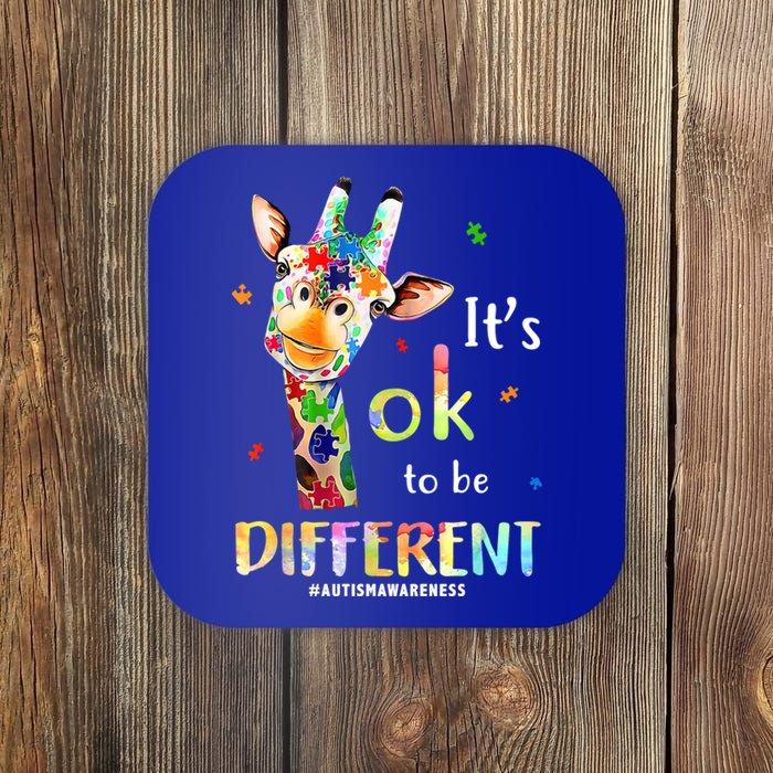 It's Ok To Be Different Autism Awareness Puzzle Giraffe Coaster