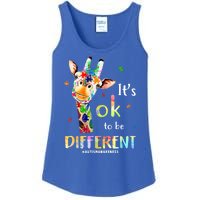 It's Ok To Be Different Autism Awareness Puzzle Giraffe Ladies Essential Tank