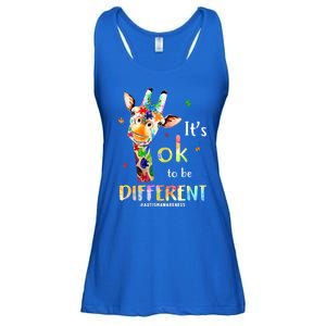 It's Ok To Be Different Autism Awareness Puzzle Giraffe Ladies Essential Flowy Tank