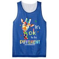 It's Ok To Be Different Autism Awareness Puzzle Giraffe Mesh Reversible Basketball Jersey Tank