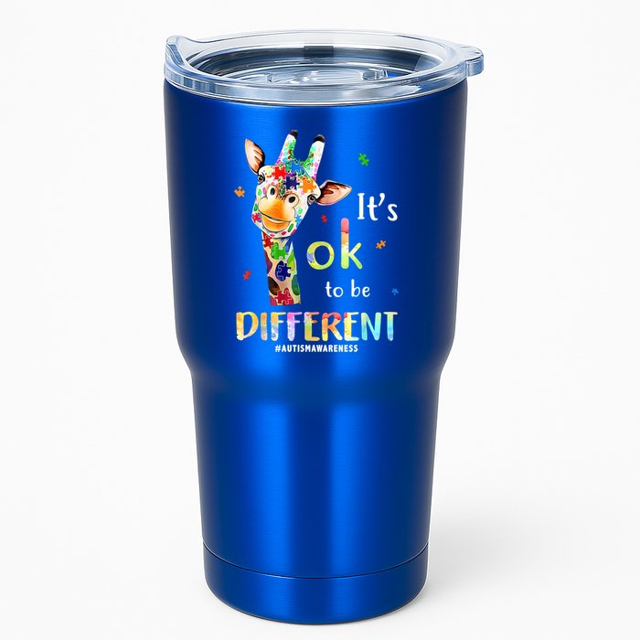 It's Ok To Be Different Autism Awareness Puzzle Giraffe Tumbler