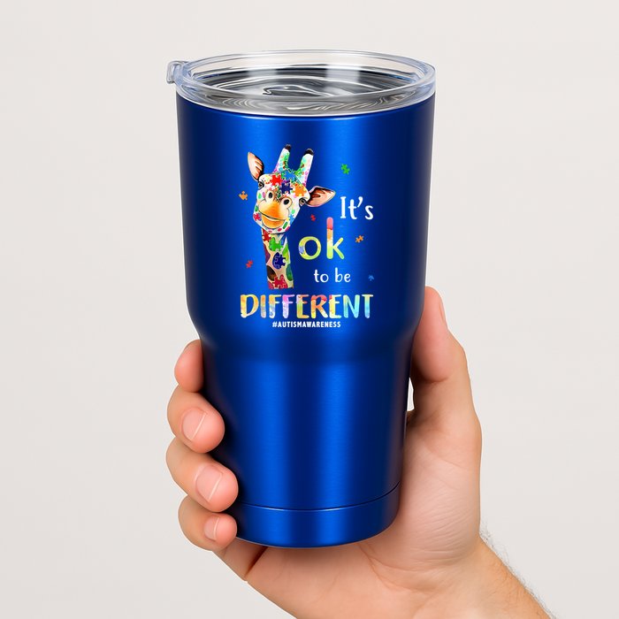 It's Ok To Be Different Autism Awareness Puzzle Giraffe Tumbler