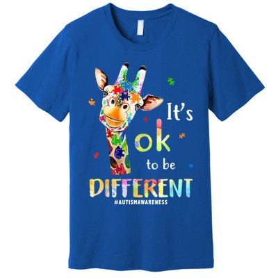 It's Ok To Be Different Autism Awareness Puzzle Giraffe Premium T-Shirt