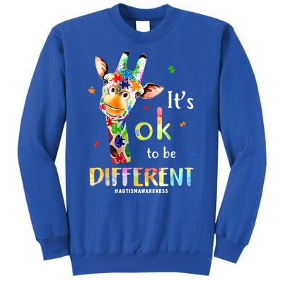 It's Ok To Be Different Autism Awareness Puzzle Giraffe Tall Sweatshirt