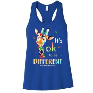 It's Ok To Be Different Autism Awareness Puzzle Giraffe Women's Racerback Tank