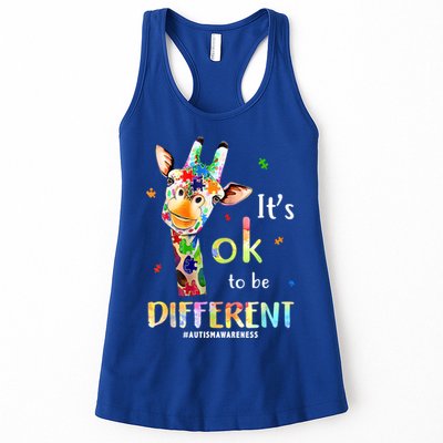 It's Ok To Be Different Autism Awareness Puzzle Giraffe Womens Tank Top