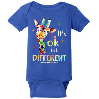 It's Ok To Be Different Autism Awareness Puzzle Giraffe Baby Bodysuit