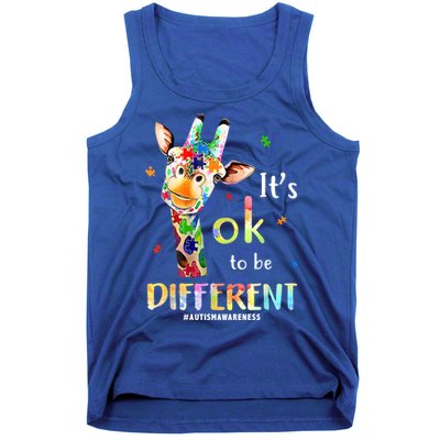 It's Ok To Be Different Autism Awareness Puzzle Giraffe Tank Top