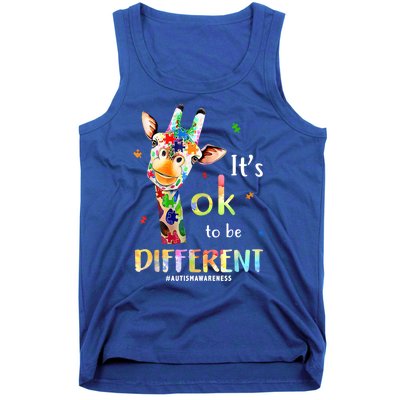 It's Ok To Be Different Autism Awareness Puzzle Giraffe Tank Top