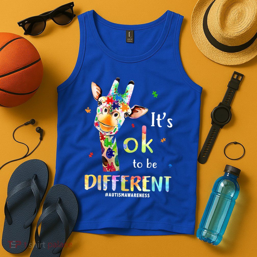 It's Ok To Be Different Autism Awareness Puzzle Giraffe Tank Top