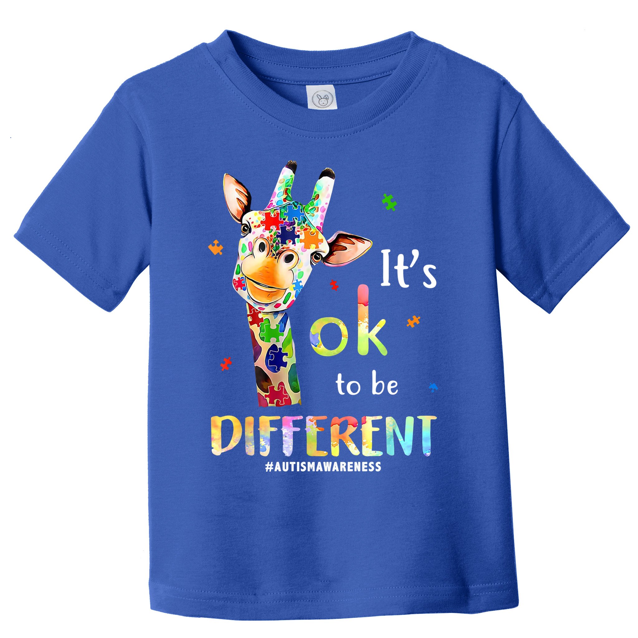 It's Ok To Be Different Autism Awareness Puzzle Giraffe Toddler T-Shirt