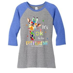 It's Ok To Be Different Autism Awareness Puzzle Giraffe Women's Tri-Blend 3/4-Sleeve Raglan Shirt