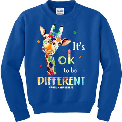 It's Ok To Be Different Autism Awareness Puzzle Giraffe Kids Sweatshirt