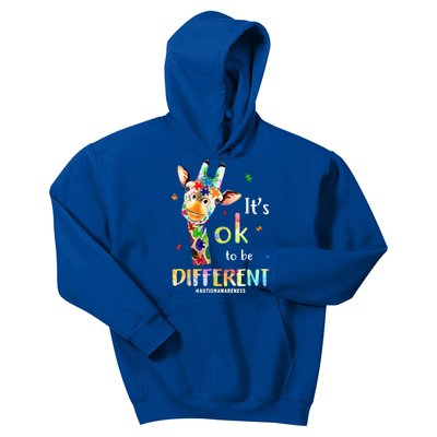 It's Ok To Be Different Autism Awareness Puzzle Giraffe Kids Hoodie