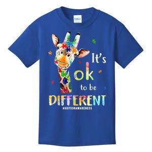 It's Ok To Be Different Autism Awareness Puzzle Giraffe Kids T-Shirt