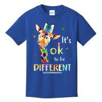 It's Ok To Be Different Autism Awareness Puzzle Giraffe Kids T-Shirt