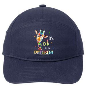 It's Ok To Be Different Autism Awareness Puzzle Giraffe 7-Panel Snapback Hat