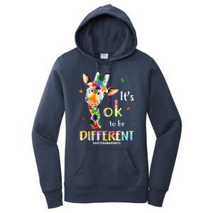 It's Ok To Be Different Autism Awareness Puzzle Giraffe Women's Pullover Hoodie