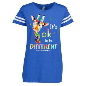 It's Ok To Be Different Autism Awareness Puzzle Giraffe Enza Ladies Jersey Football T-Shirt